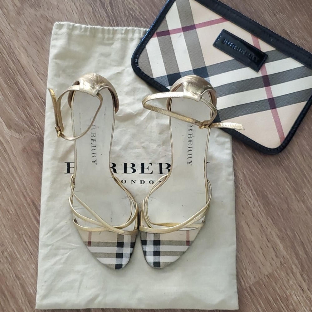 Burberry Gold Sandal Heels